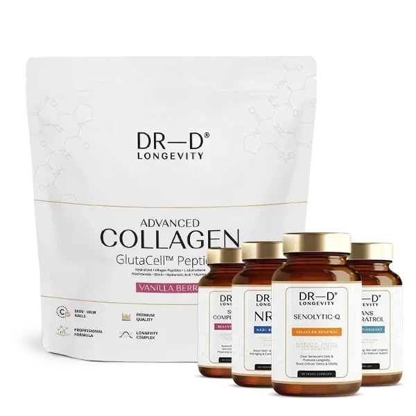 shop-collagenanti-age Glutacell™ Peptides Collagen + Senolytic-Q + NR-A + Trans Resveratrol + Skin Complex Plus by DR-D Longevity | shop collagenanti age